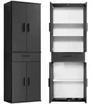 Mokebo Mehrzweckschrank, Schwarz, Holzwerkstoff, 3 F&auml;cher, 60x180x34 cm,