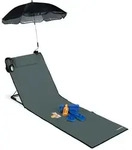 Relaxdays Strandmatte, Anthrazit, Textil, Metall, 60x62x170 cm, Gartenm&ouml;bel,