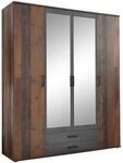 Mid.you Dreht&uuml;renschrank, Akazie, Schiefer, Glas, Holzwerkstoff, 7 F&auml;cher, 2