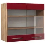Vicco K&uuml;chenglasschrank, Bordeaux, Honigeiche, Holzwerkstoff, 3 F&auml;cher,...