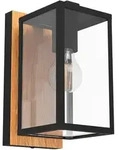 Eglo Aussenwandleuchte Budrone, Braun, Schwarz, Wei&szlig;, Metall, Glas,