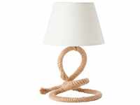 Tischleuchte Sailor, Natur, Weiß, Textil, 40 cm, Schnurschalter, LED-Leuchtmittel