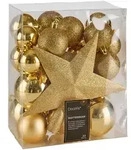 Christbaumkugel-Set, Gold, Kunststoff, 33-teilig, 6 cm Schubladen, Dekoration,