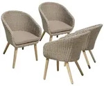Gardenson Gartenstuhl-Set, Akazie, Beige, Holz, Metall, Kunststoff, Akazie, Hartholz,