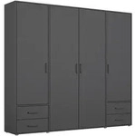 Rauch M&ouml;bel Dreht&uuml;renschrank, Grau, Holzwerkstoff, 5 F&auml;cher, 4 Schublade(n)