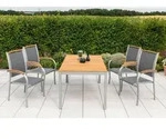 Gardenson Gartentischgruppe Siena, Grau, Natur, Silber, Holz, Metall, Textil, Akazie,