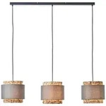Brilliant Pendelleuchte, Grau, Beige, Holz, Metall, Textil, Wasserhyazinthe,...