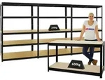 Proregal Werkbank, Schwarz, Metall, Rechteckig, 480x180x60 cm, Freizeit,...
