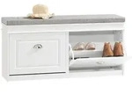 SoBuy Schuhbank, Wei&szlig;, Holzwerkstoff, 104x52x24 cm, FSC 100%, Garderobe,