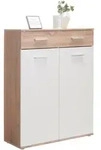 Carryhome Schuhschrank, Wei&szlig;, Sonoma Eiche, Kunststoff, 8 F&auml;cher, 1 Schublade(n)