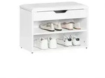 SoBuy Schuhbank, Wei&szlig;, Holzwerkstoff, 60x44x30 cm, Garderobe, Garderobenb&auml;nke,