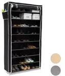 Relaxdays Schuhschrank, Schwarz, Textil, Metall, Kunststoff, 88x161x30 cm,