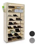 Relaxdays Schuhschrank, Beige, Textil, Metall, Kunststoff, 88x161x30 cm,