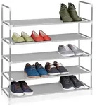 Relaxdays Schuhregal, Hellgrau, Textil, Metall, Kunststoff, 87x90.5x29.5 cm,