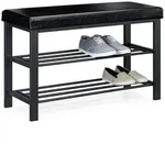 Relaxdays Schuhbank, Schwarz, Holzwerkstoff, Kunststoff, Textil, 81x49x31 cm,