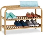 Relaxdays Schuhbank, Hellbraun, Holz, 70x45x30 cm, Garderobe, Garderobenb&auml;nke,