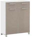 Schuhschrank Santina, Wei&szlig;, Taupe, Glas, Holzwerkstoff, 2 Schublade(n)...