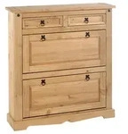 Idimex Schuhschrank, Kiefer, Kiefer, Holz, Kiefer, Vintage, 100x110x26 cm, FSC Mix,