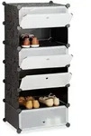 Relaxdays Schuhschrank, Schwarz, Kunststoff, Metall, 49x107x37 cm, Garderobe,