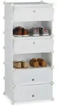 Relaxdays Schuhschrank, Wei&szlig;, Kunststoff, Metall, 49x107x37 cm, Garderobe,
