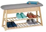 Relaxdays Schuhbank, Hellbraun, Holz, Textil, 90x48x28 cm, Garderobe,