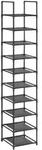 Boxxx Schuhregal Songmics, Schwarz, Metall, Kunststoff, Textil, 10 F&auml;cher, 33x173x33