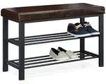 Relaxdays Schuhbank, Braun, Holzwerkstoff, Kunststoff, Textil, 81x49x31 cm,