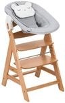Hauck Hochstuhl-Set Apha Newborn Set, Natur, Hellgrau, Holz, Metall, Textil, Buche,
