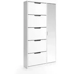 Vicco Schuhkipper, Wei&szlig;, Silber, Holzwerkstoff, 8 F&auml;cher, 5 Schubladen, Rechteckig,