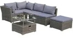 Gardenson Loungegarnitur, Grau, Metall, Kunststoff, Glas, Textil, 14-teilig,