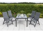 Gardenson Gartentischgruppe Taviano, Graphit, Grau, Metall, Glas, Textil, Uni,