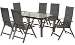 Gardenson Gartenset, Braun, Graphit, Metall, Textil, 7-teilig, Uni, Stuhl klappbar,