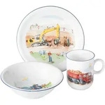 Seltmann Weiden Kindergeschirrset Kindertr&auml;ume, Blau, Gelb, Rot, Keramik, 3-teilig,