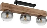 Globo Deckenleuchte Moitas, Schwarz, Natur, Holzwerkstoff, Glas, Metall,