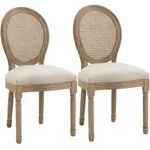 Homcom 2Er, Creme, Textil, Echtholz,Kautschukholz, F&uuml;llung: Polyester, rund,