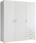 P & B Dreht&uuml;renschrank, Wei&szlig;, Holzwerkstoff, 3 F&auml;cher, 3 Schublade(n) Schubladen,