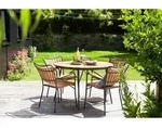 Gardenson Gartentisch, Anthrazit, Teak, Holz, Teakholz, vollmassiv, rund, Rundrohr,