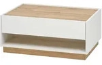 Modante Couchtisch, Wei&szlig;, Eiche Wotan, Holzwerkstoff, 1 Schublade(n)...