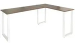 Mid.you Eckschreibtisch, Wei&szlig;, Walnuss, Holzwerkstoff, rechteckig, U-Form,
