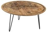 Mid.you Couchtisch, Braun, Schwarz, Holz, Metall, Mangoholz, massiv, Weltkarte,...