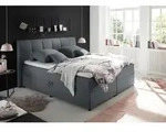 Mid.you Boxspringbett, Anthrazit, Kunststoff, H2, 180x200 cm, gepolstertes Kopfteil,
