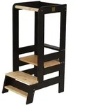 MeowBaby Lernturm, Schwarz, Natur, Holz, 39x90x90 cm, Made in EU, Babym&ouml;bel,