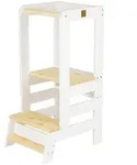 MeowBaby Lernturm, Wei&szlig;, Natur, Holz, 39x90x90 cm, Babym&ouml;bel, Hochst&uuml;hle &