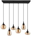Trio Leuchten H&auml;ngeleuchte Lumina, Schwarz, Bernstein, Metall, Glas, 34.5x150x93.8