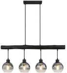 Globo H&auml;ngeleuchte Moitas, Grau, Schwarz, Holz, Metall, Glas, 15x120x85 cm,
