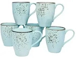 Creatable Kaffeebecherset, Pastellblau, Keramik, 6-teilig, 300 ml, Kaffee & Tee,