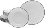 Creatable Tafelservice Black Luna Line, Schwarz, Wei&szlig;, Keramik, 12-teilig, Essen &