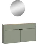 Garderobe GW-Ameca, Gr&uuml;n, Eiche, Glas, Holzwerkstoff, 2-teilig, 110x200x22 cm,