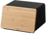 Yamazaki Brotkasten, Schwarz, Metall, Echtholz, 24x18x31 cm, K&uuml;chenzubeh&ouml;r,