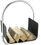 Holzkorb, Schwarz, Edelstahl, Metall, 40.5x30x47 cm, Kleinm&ouml;bel, Kamine &...